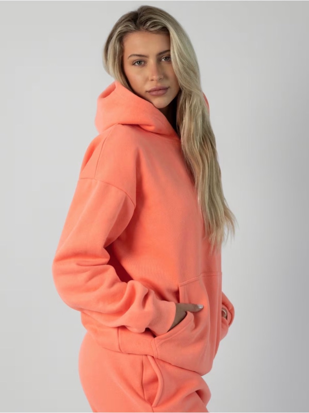 Comfrt Minimalist Hoodie and Sweatpants Unisex Set Color: Coral